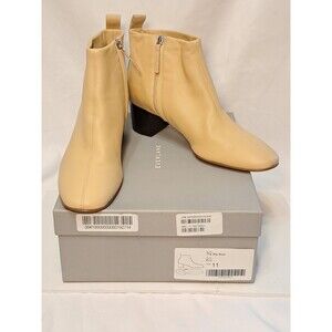 NEW Everlane The Day Boot Ecru Leather Side Zip Bootie 2" Block Heel Size 11